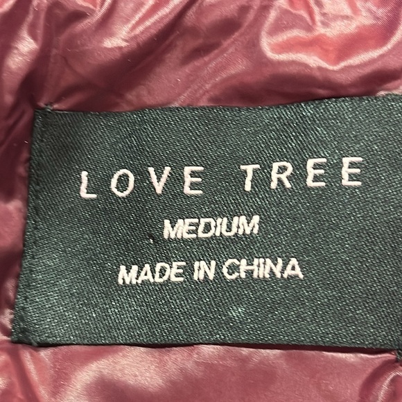 Love Tree Wine Puffer Nylon Vest Side Stretch Zippered Pockets Medium - Picture 7 of 10